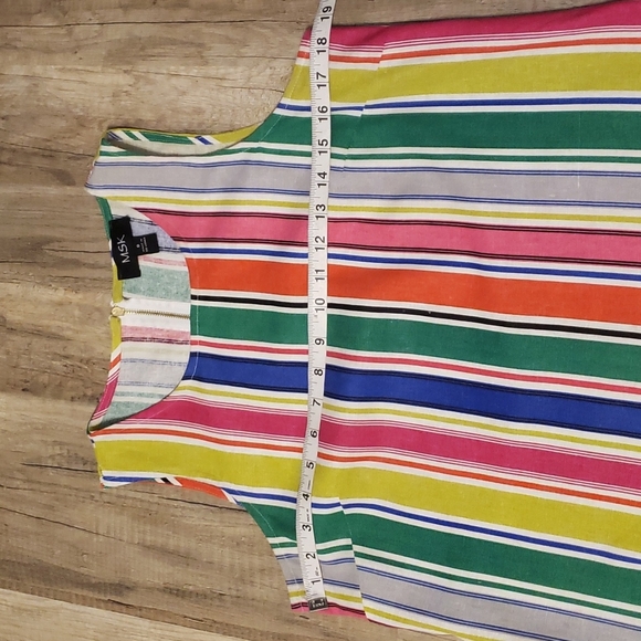 MSK LINEN BLEND MULTI COLOR STRIPED SLEEVELESS SHIFT DRESS SZ SMALL - Picture 5 of 10